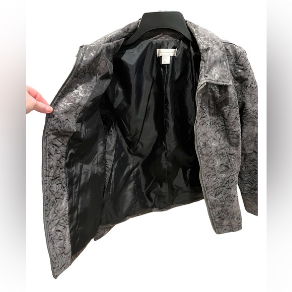 Christopher & Banks Gray Full Zip Collared Jacket Silver Metallic Size Medium - Picture 3 of 8